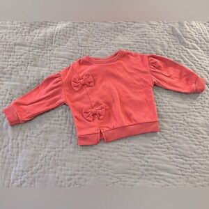 Just Lizzy salmon pinkish colored crew neck sweatshirt size 24 months bows